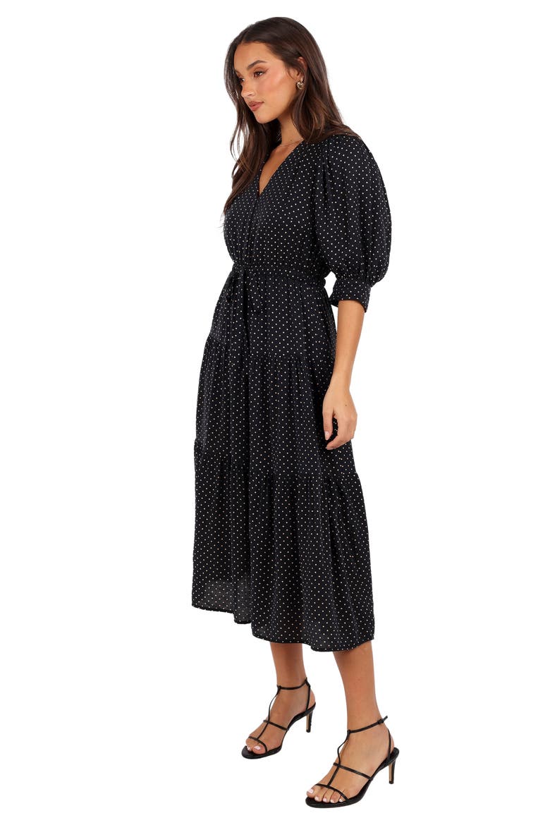 Moscow Polka Dot Belted Midi Dress, Alternate, color, BLACK POLKA DOT