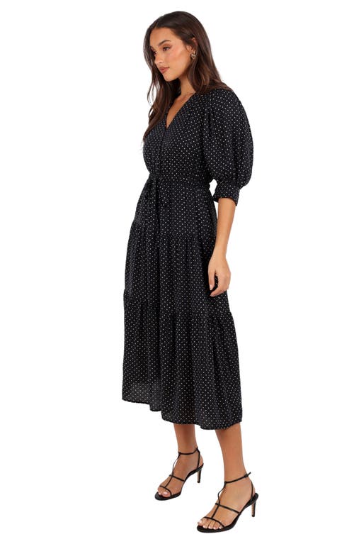 Petal And Pup Petal & Pup Moscow Polka Dot Belted Midi Dress In Black