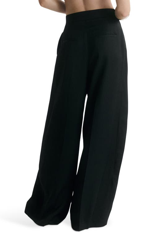 Mango Pleated Wide Leg Pants In Black