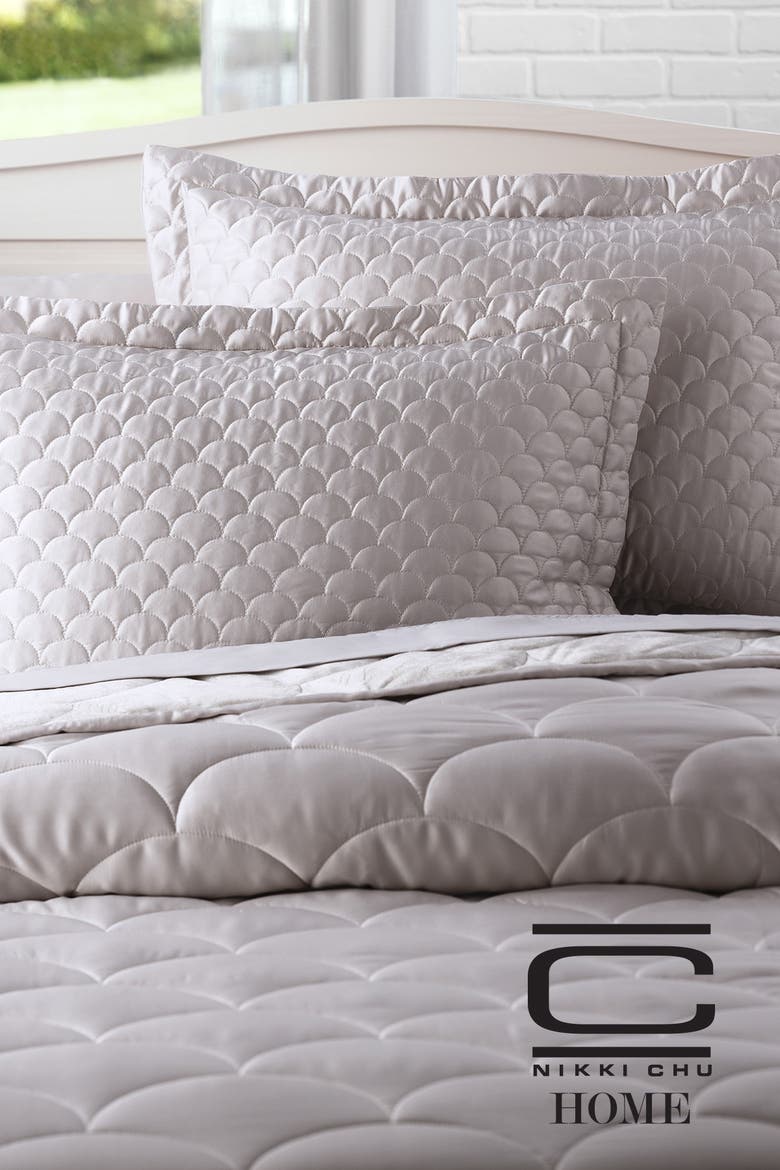 Nikki Chu Twin Velvet/Satin Reversible Blanket - Pewter, Alternate, color, PEWTER