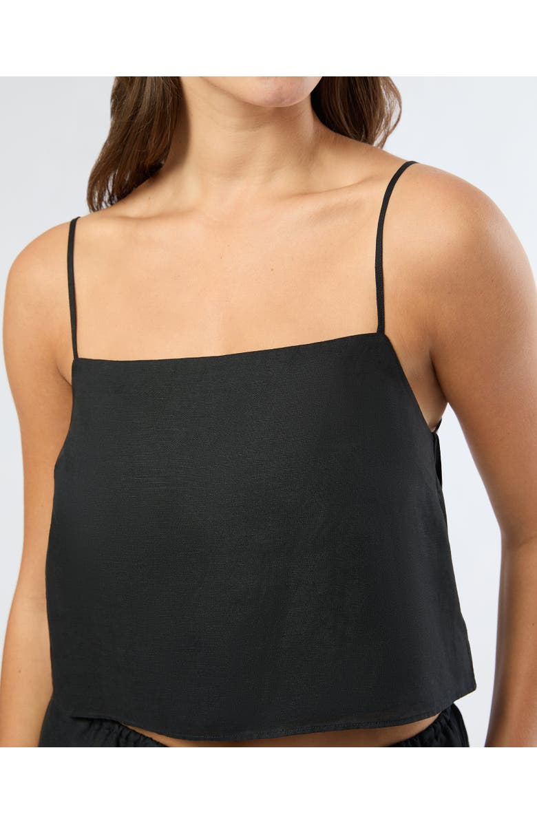 Onia Air Linen Square Neck Tank Top, Alternate, color, Black