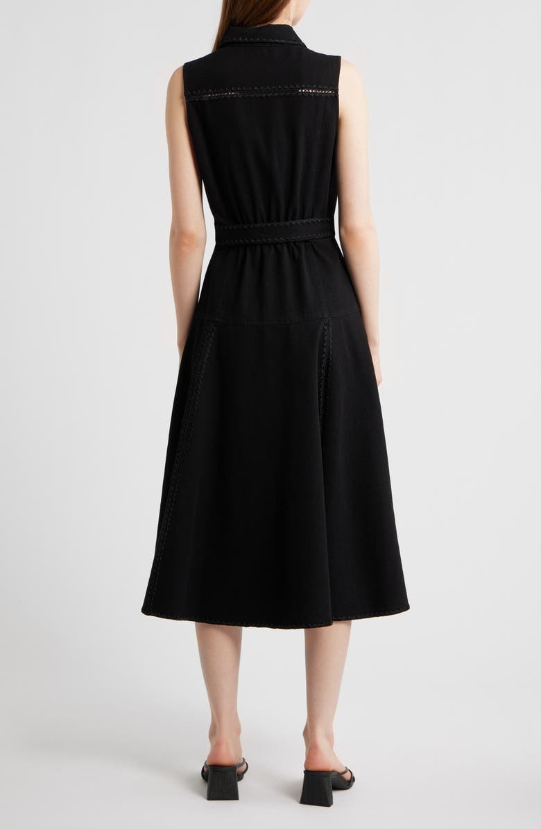 En Saison Brixton Tie Waist Midi Shirtdress, Alternate, color, Black