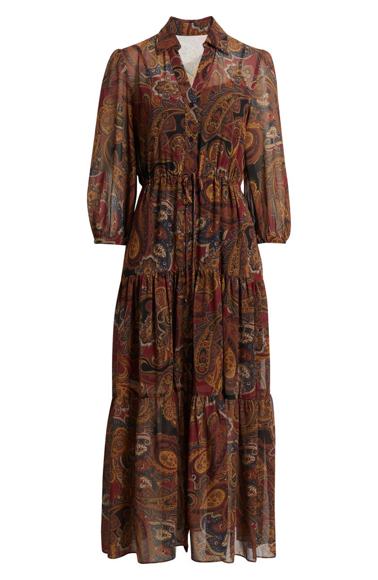 Julia Jordan Paisley Tiered Dress, Alternate, color, Burgundy Multi