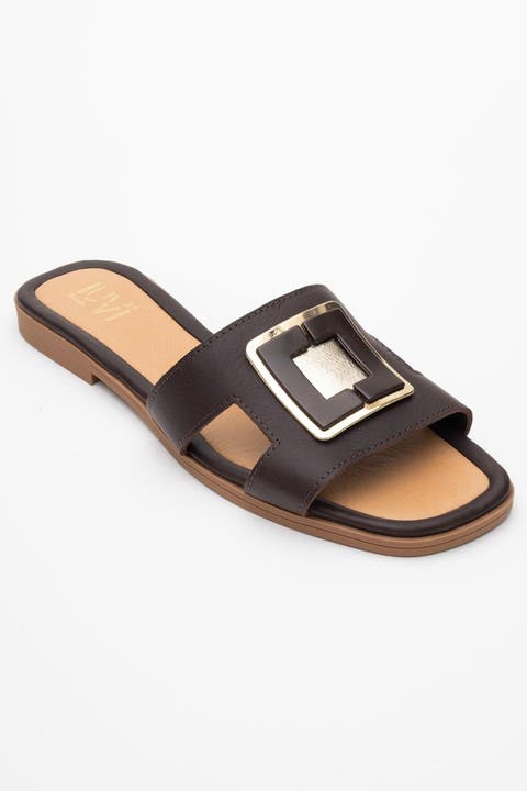 Millie Leather Buckle Slide
