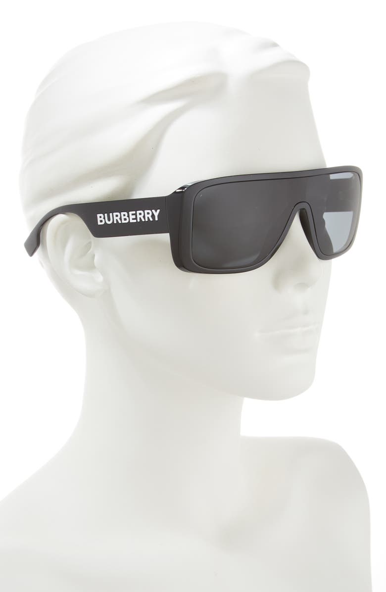 Burberry 30mm Mirrored Rectangular Sunglasses, Alternate, color, Dark Grey
