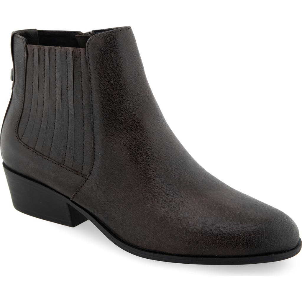 Aerosoles Women's Claus Buckle Ornament Booties In Java Two Tone Waxy Leather