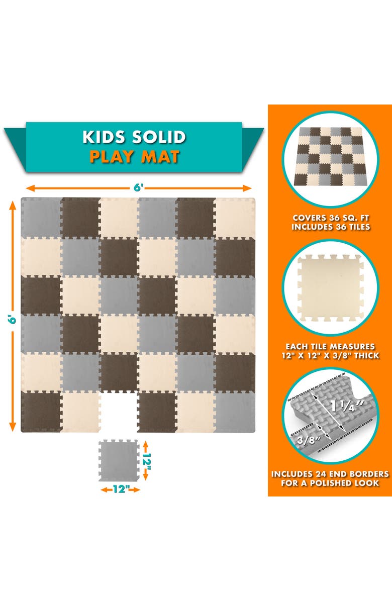 ProsourceFit Kids Solid Floor Play Mat, Alternate, color, Brown-Beige-Gray