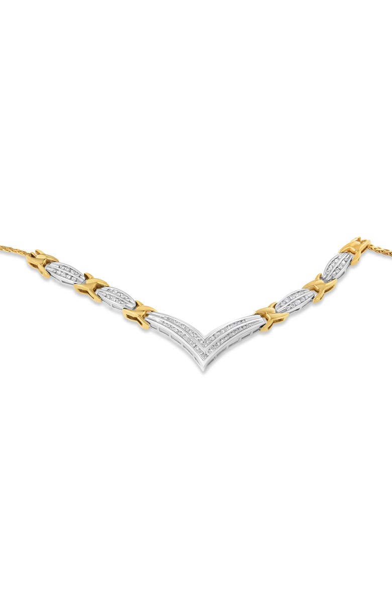 Haus of Brilliance 10K Yellow and White Gold 1.0 Cttw Diamond "V" Shape Statement Necklace, Alternate, color, Yellow