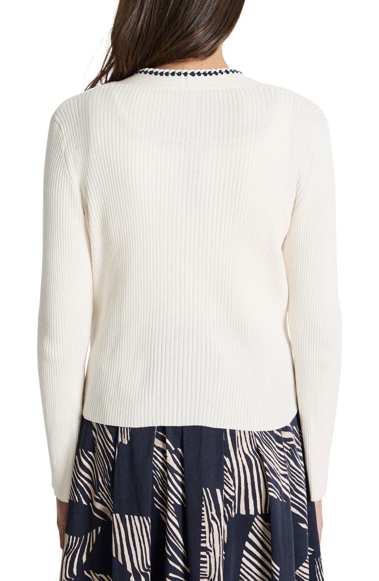 NIC+ZOE Trim Rib Cardigan, Alternate, color, Classic Cream