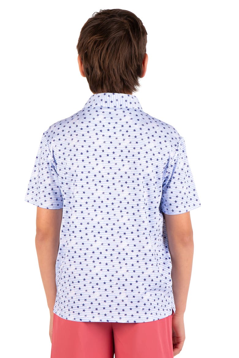 Kids' Star Print Performance Polo, Alternate, color, BLUE