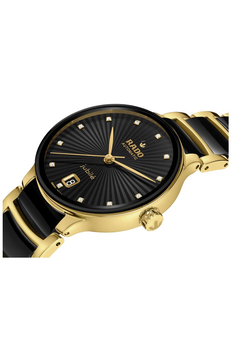 Centrix Automatic Diamond Bracelet Watch, 35mm, Alternate, color, BLACK/ GOLD