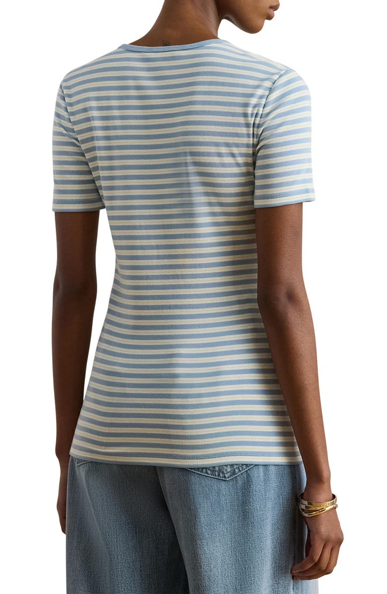 Lauren Ralph Lauren Stripe Cotton Blend Rib T-Shirt, Alternate, color, Blue Note Multi
