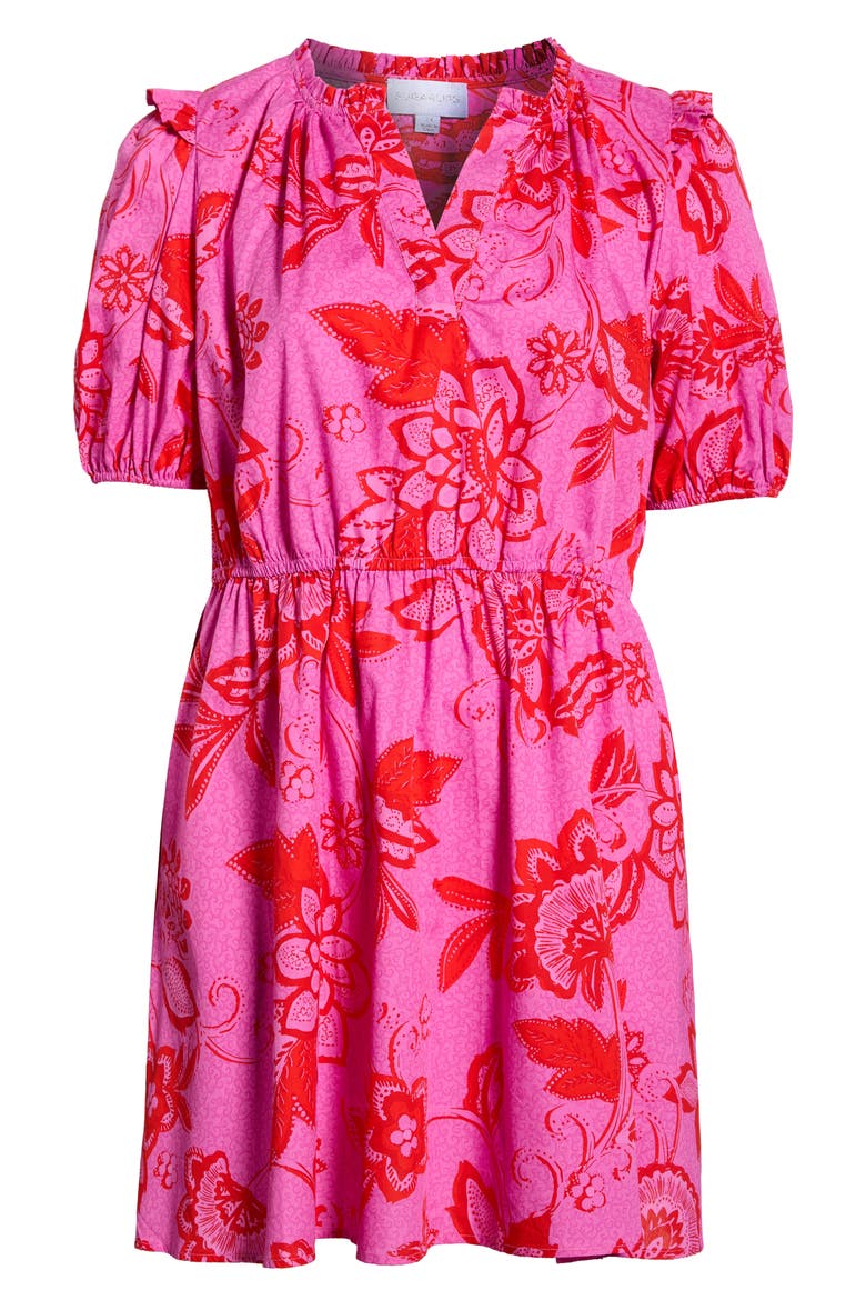 Weirly Floral Print Cotton Dress, Alternate, color, PINK-RED-MULTI