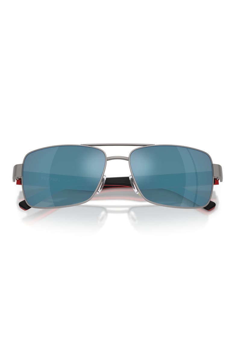 59mm Rectangular Sunglasses, Alternate, color, MATTE GUNMETAL / MIRROR BLUE