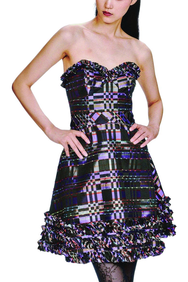 Shangri-La Taffeta Strapless Party Dress, Alternate, color, Plum Multi