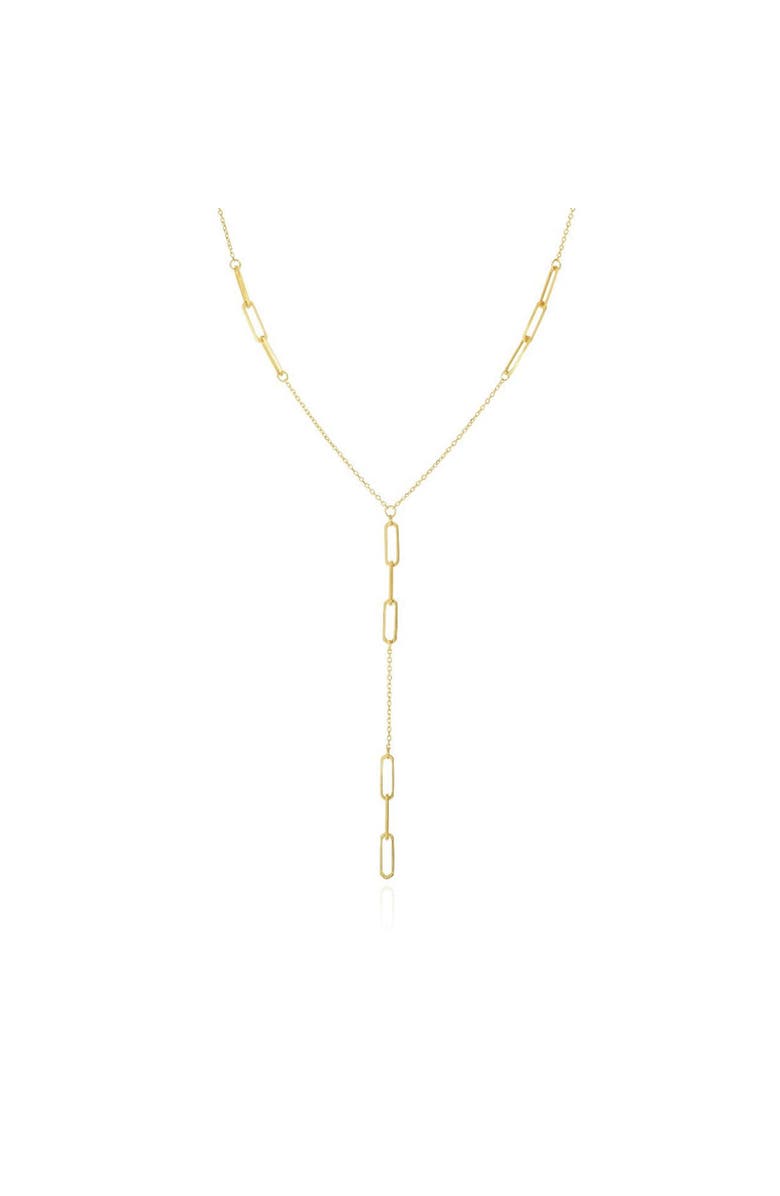 The Lovery Fine Jewelry Paperclip Lariat Necklace, Main, color, Yellow Gold