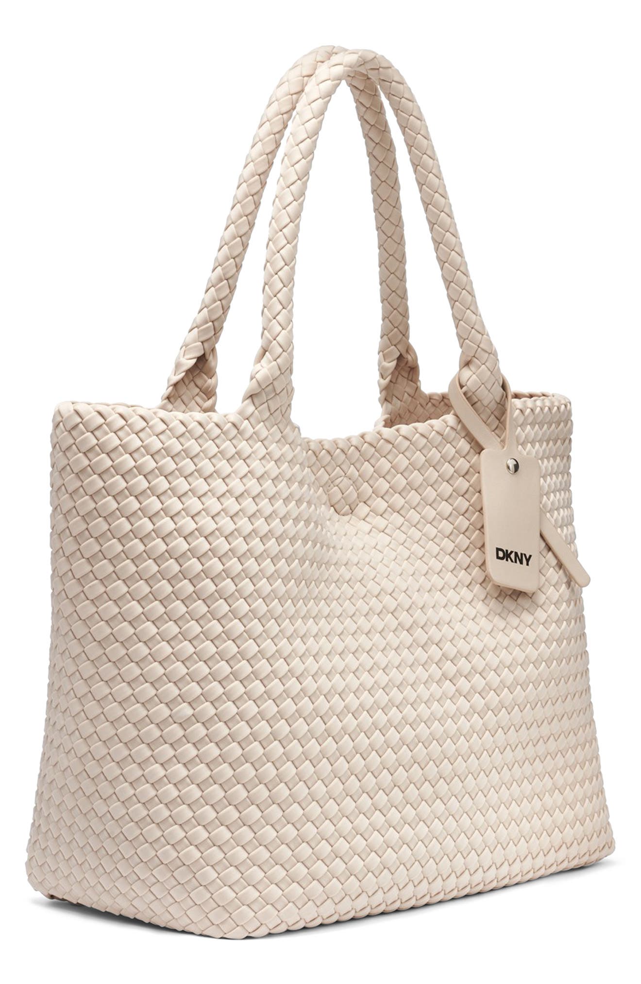 DKNY Large Giselle Woven Nylon Tote, Alternate, color, Light Taupe
