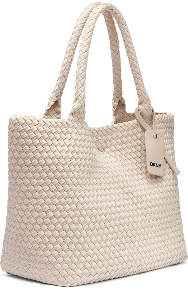 DKNY Large Giselle Woven Nylon Tote, Alternate, color, Light Taupe
