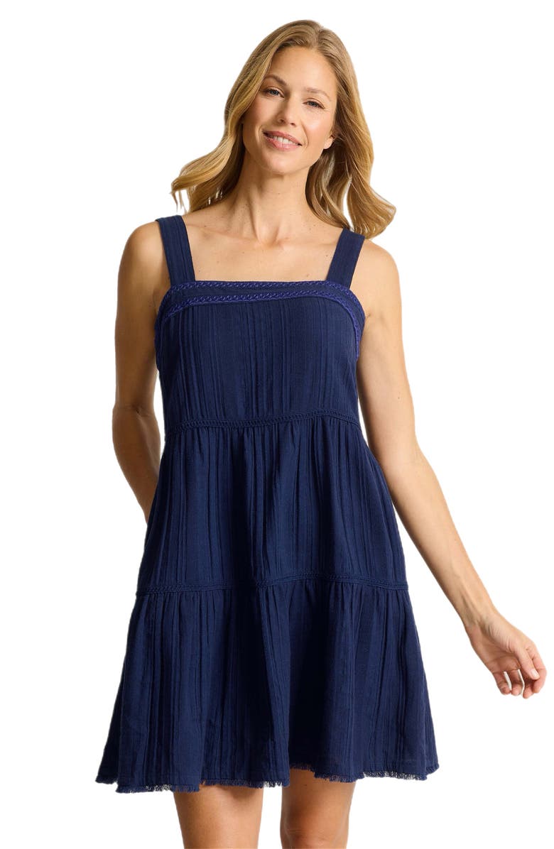 Tommy Bahama Mykonos Texture Sleeveless Cover-Up Sundress, Alternate, color, Mare Navy