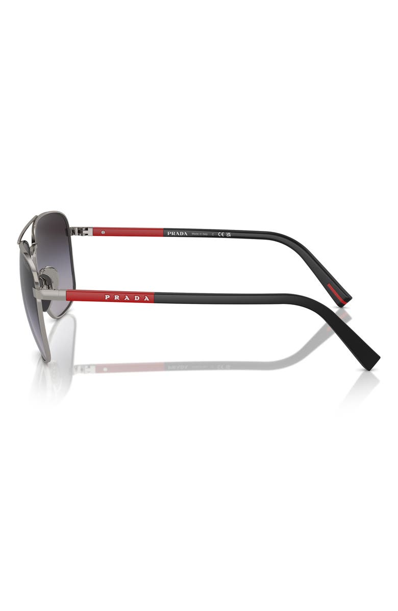Prada Linea Rossa 60mm Gradient Oval Sunglasses, Alternate, color, Gunmetal