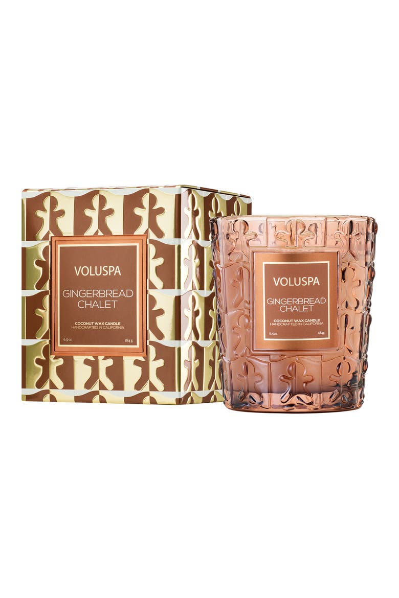 Gingerbread Chalet Classic Candle, Main, color, BROWN