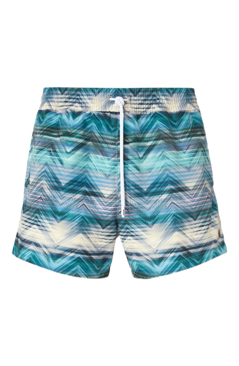 Missoni Swim Shorts With Macro Zig Zag Dégradé Print, Alternate, color, Blue