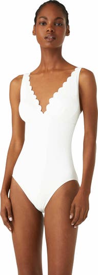 Kate Spade Contrast Scalloped Plunge One Piece［S96241］ Kate Spade Contrast Scalloped Plunge One Piece［S96241
