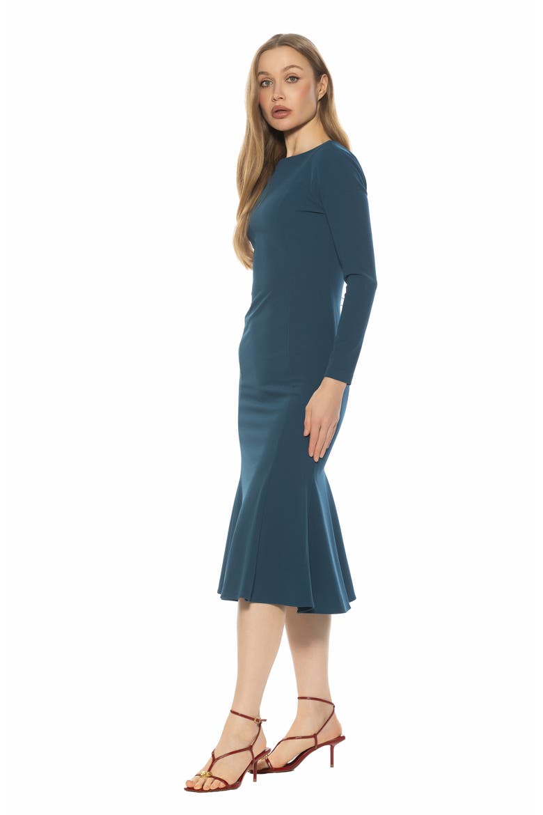 Liora Long Sleeve Flare Hem Midi Dress, Alternate, color, LAPIS