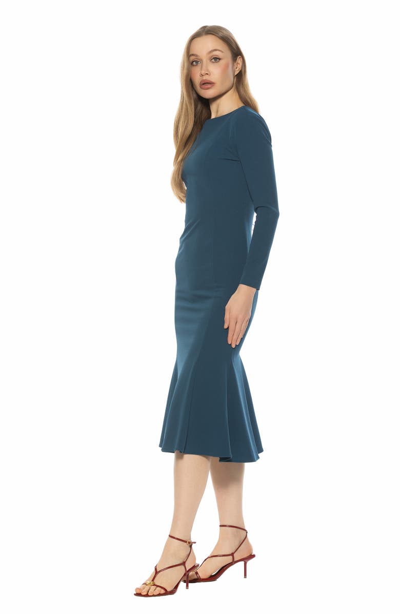 Alexia Admor Liora Long Sleeve Flare Hem Midi Dress, Alternate, color, Lapis