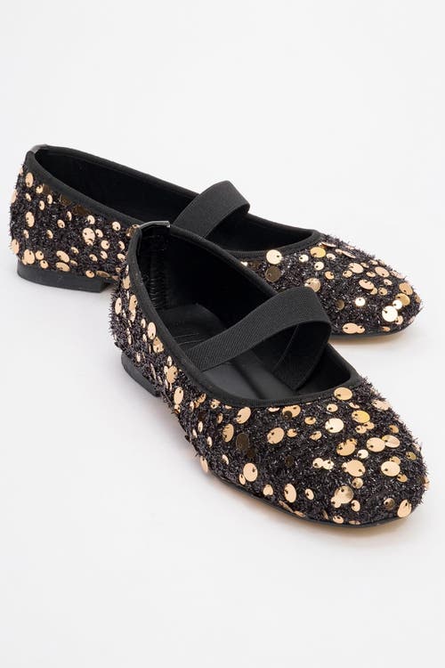Prologue Shoes Grego Sequin Embellished Flat in Gold Faux Leather at Nordstrom, Size 6