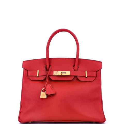 Birkin Handbag Red Epsom with Gold Hardware 30