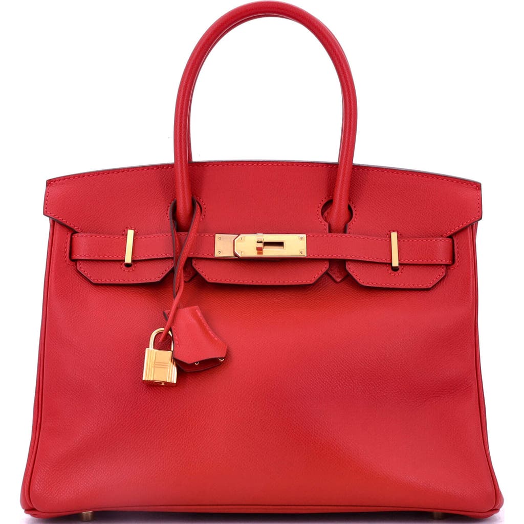 Pre-owned Hermes  Hermes Birkin Handbag Red Epsom With Gold Hardware 30 In Red