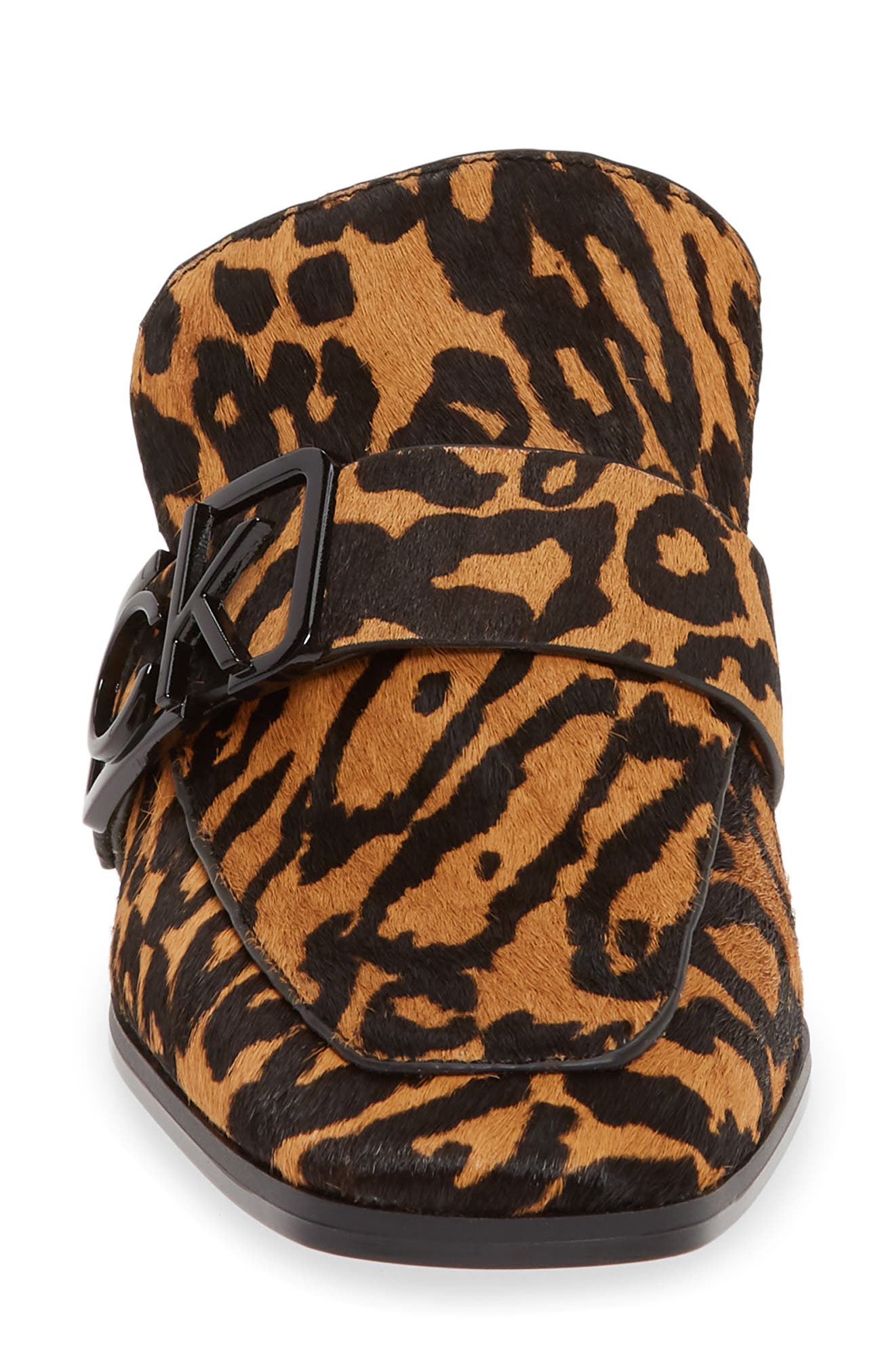 Dacy Logo Buckle Loafer Mule, Alternate, color, ANIMAL PRINT CALF HAIR