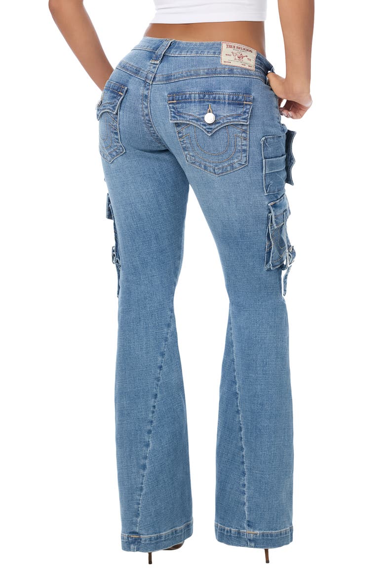 Joey Low Rise Cargo Flap Flare Jeans, Alternate, color, MEDIUM WASH