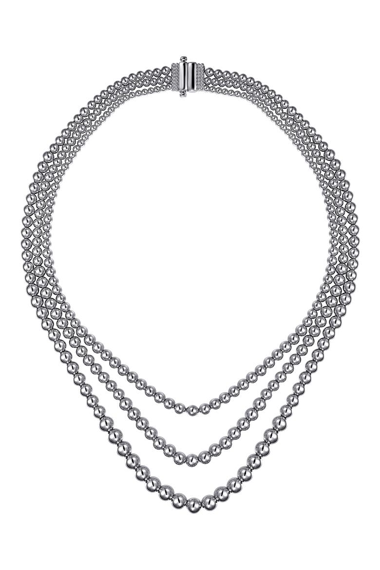 Bujukan Sterling Silver Beaded Necklace, Alternate, color, STERLING SILVER