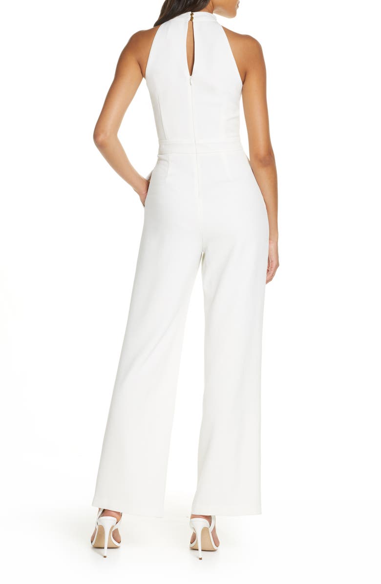 Vince Camuto Halter Neck Crepe Jumpsuit, Alternate, color, 