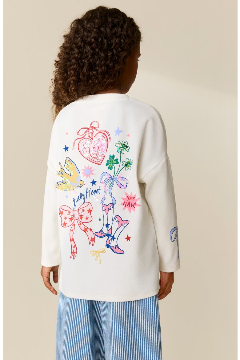 Kids' Floral Sequin Long Sleeve T-Shirt, Alternate, color, WHITE