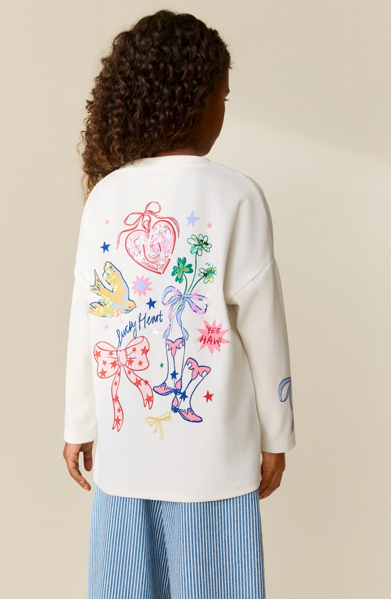 NEXT Kids' Floral Sequin Long Sleeve T-Shirt, Alternate, color, White