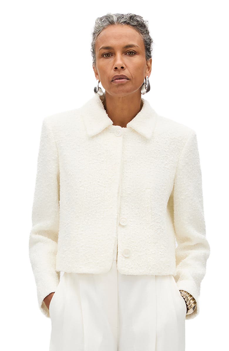 Another Tomorrow Short Tweed Jacket, Main, color, Cream