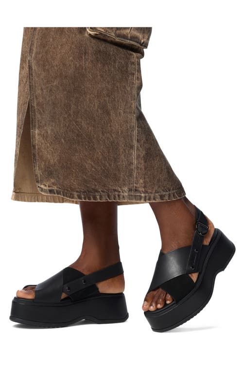 Sorel Dayspring Mixed Leather Crossover Comfort Sandals In Black/black