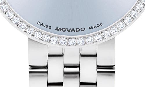 Movado Women's Museum Classic Lab Grown Diamond Swiss Quartz Stainless-steel Watch, 29.5mm In Blue