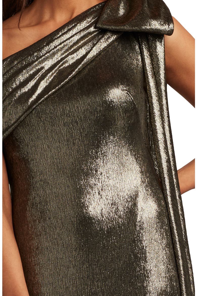 Metallic One-Shoulder Liquid Jersey Gown, Alternate, color, GUNMETAL