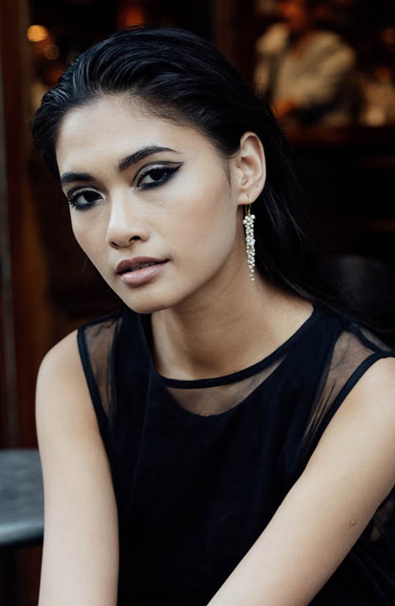 Freya Rose Delicate Pearl Drops, Alternate, color, Silver