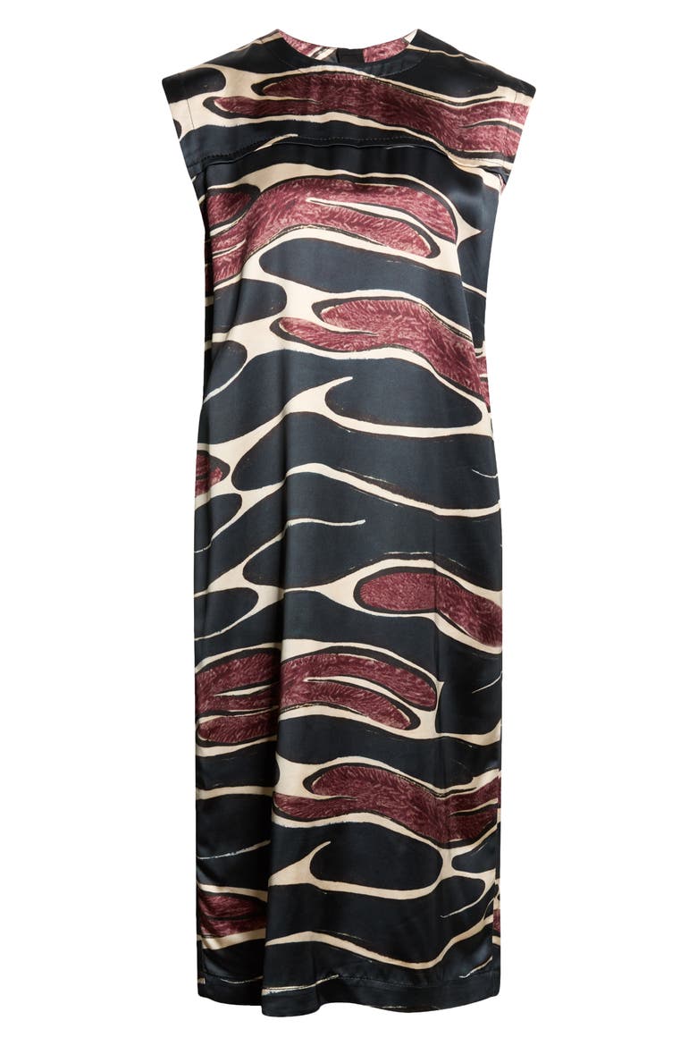 Abstract Weave Satin Midi Dress, Alternate, color, CFN99 BLACK