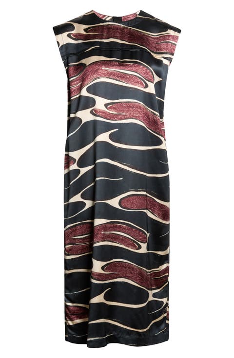 Abstract Weave Satin Midi Dress
