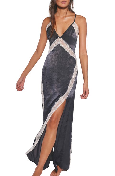 Some Kind of Love Lace Trim Open Back Nightgown