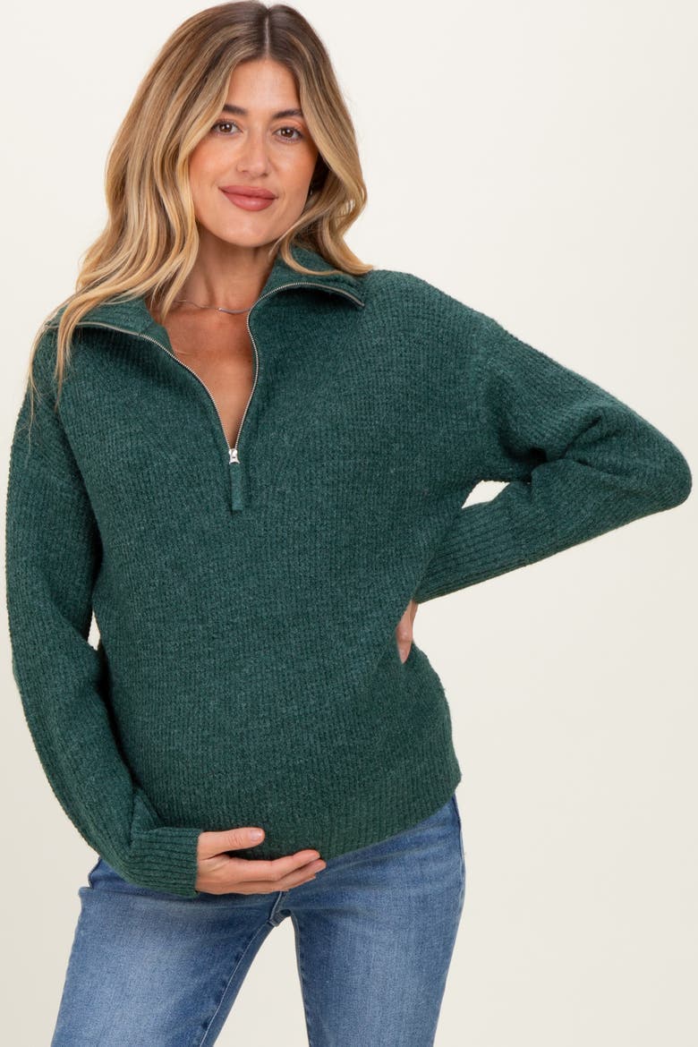 Half Zip Pullover Sweater, Alternate, color, Green