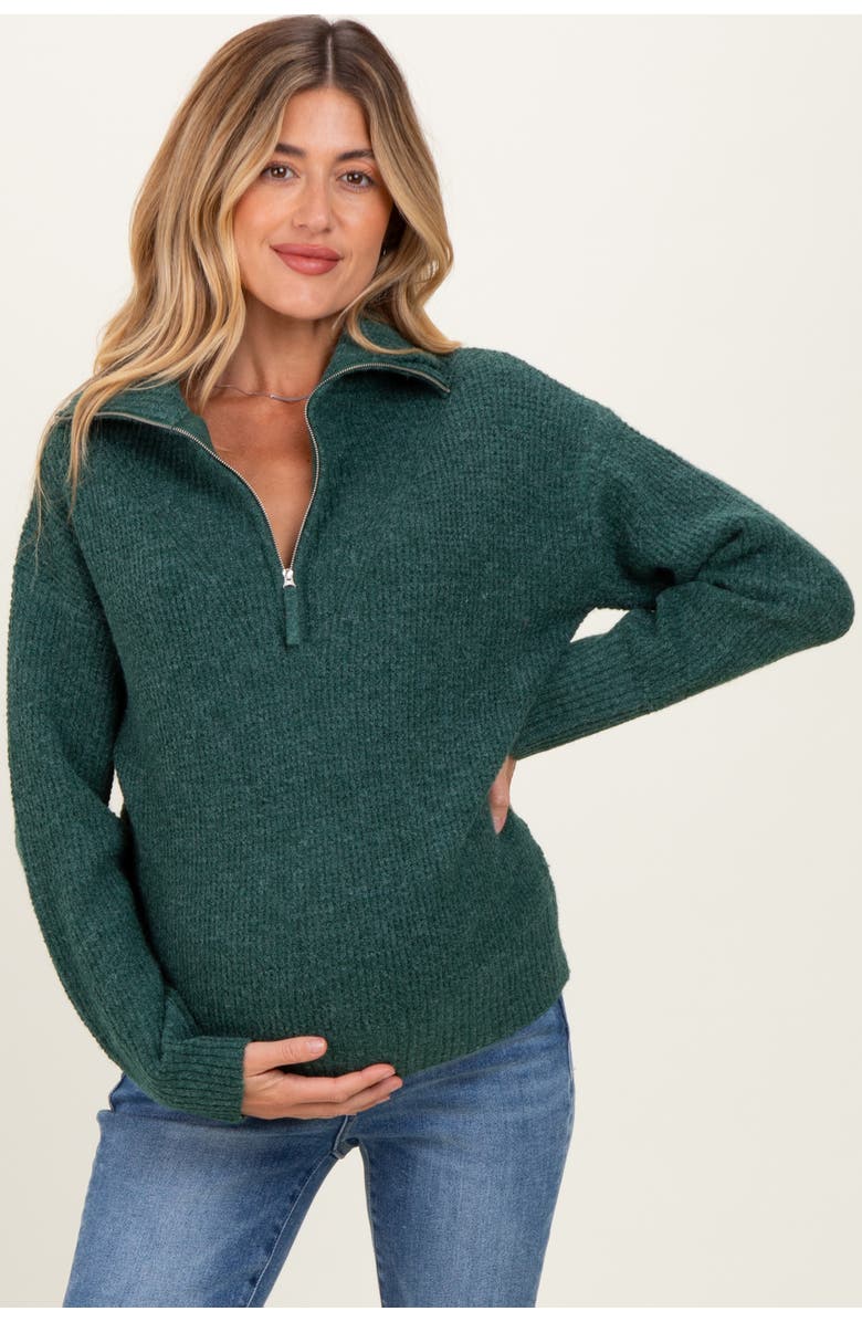 PinkBlush Half Zip Pullover Sweater, Alternate, color, Green