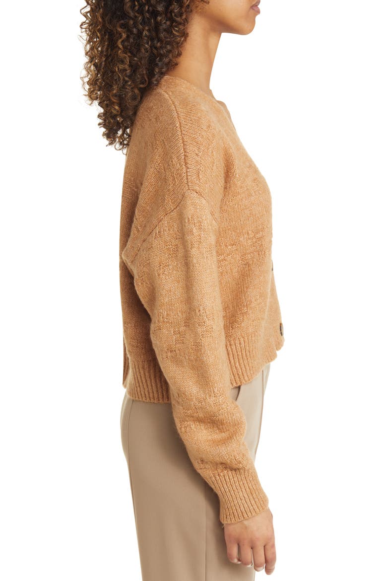 Basket Weave Stitch Cardigan, Alternate, color, CAMEL