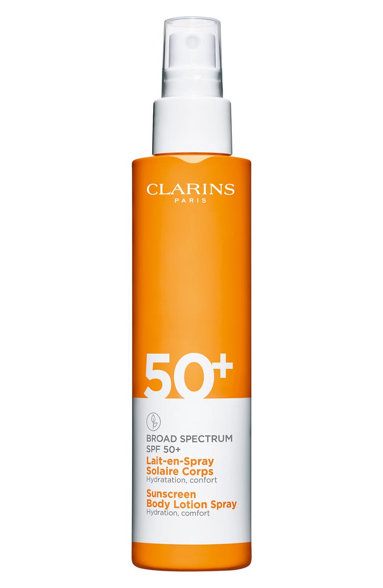 Clarins Body Sunscreen Lotion Spray Broad Spectrum SPF 50+, Main, color,